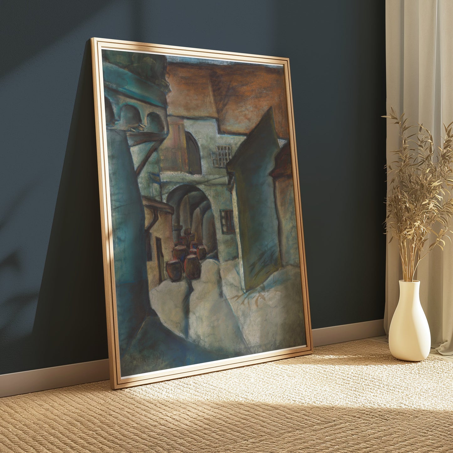 Premium Poster of Serene Mediterranean Village Scene Art Posters