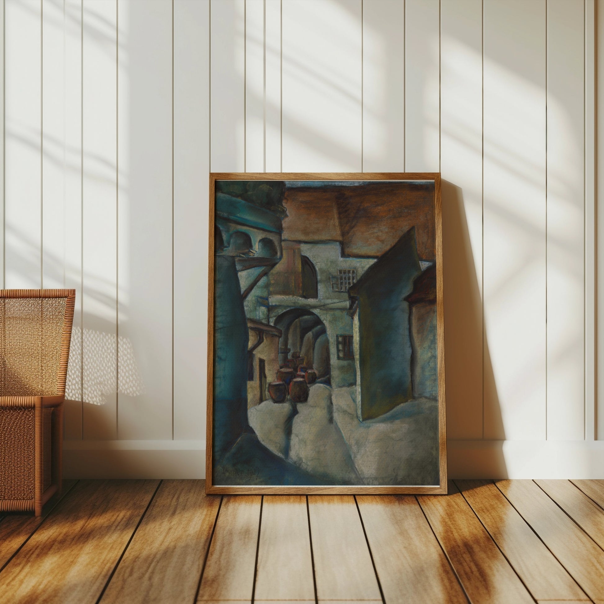 Premium Poster of Serene Mediterranean Village Scene Art Posters