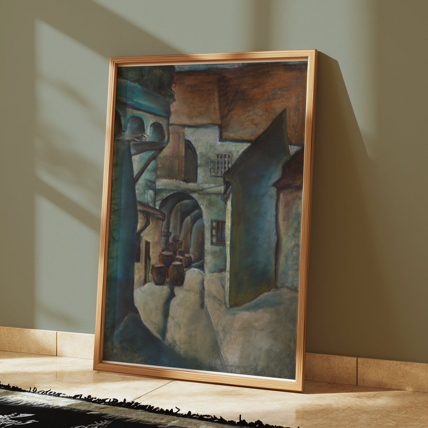 Premium Poster of Serene Mediterranean Village Scene Art Posters