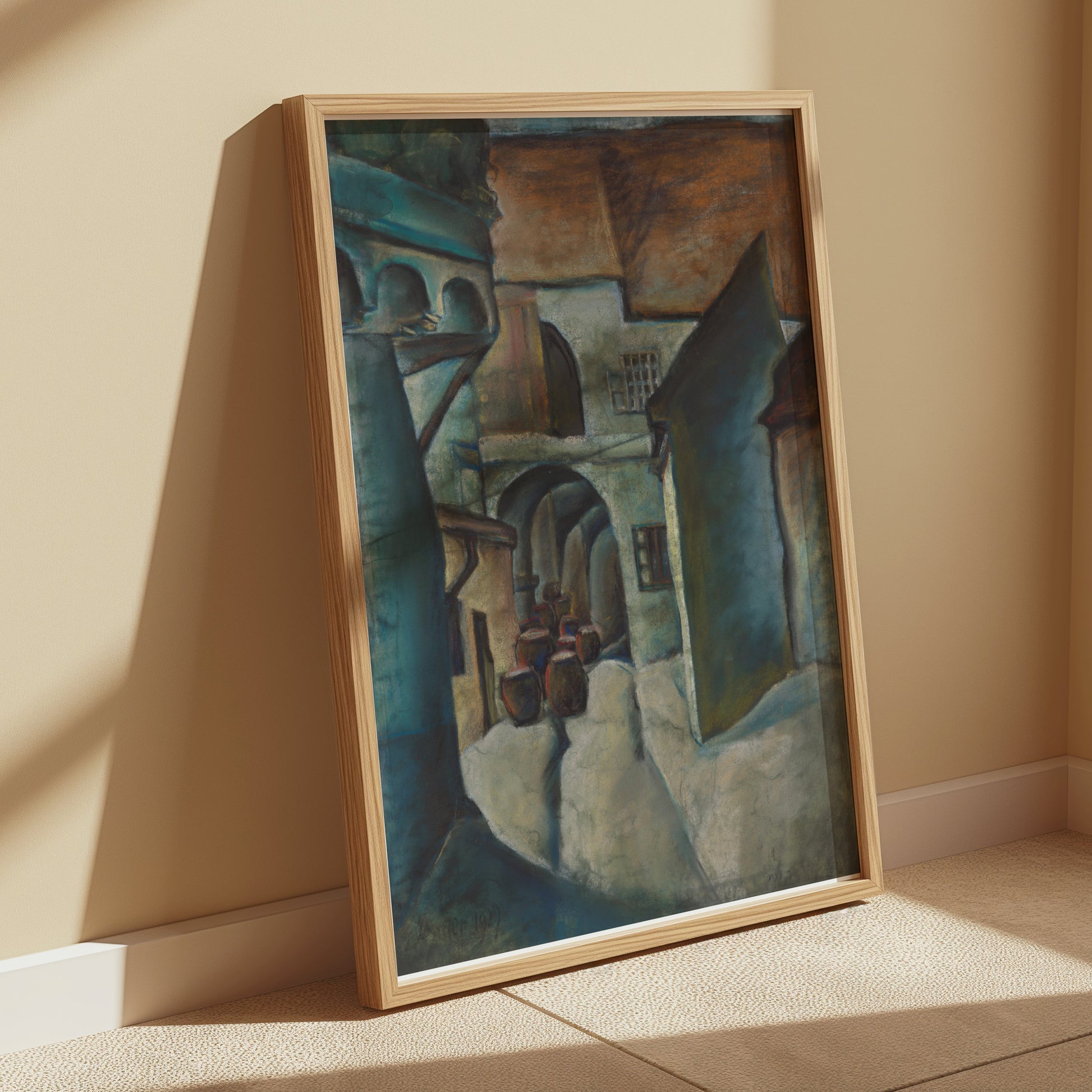 Premium Poster of Serene Mediterranean Village Scene Art Posters