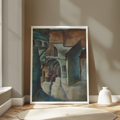Premium Poster of Serene Mediterranean Village Scene Art Posters