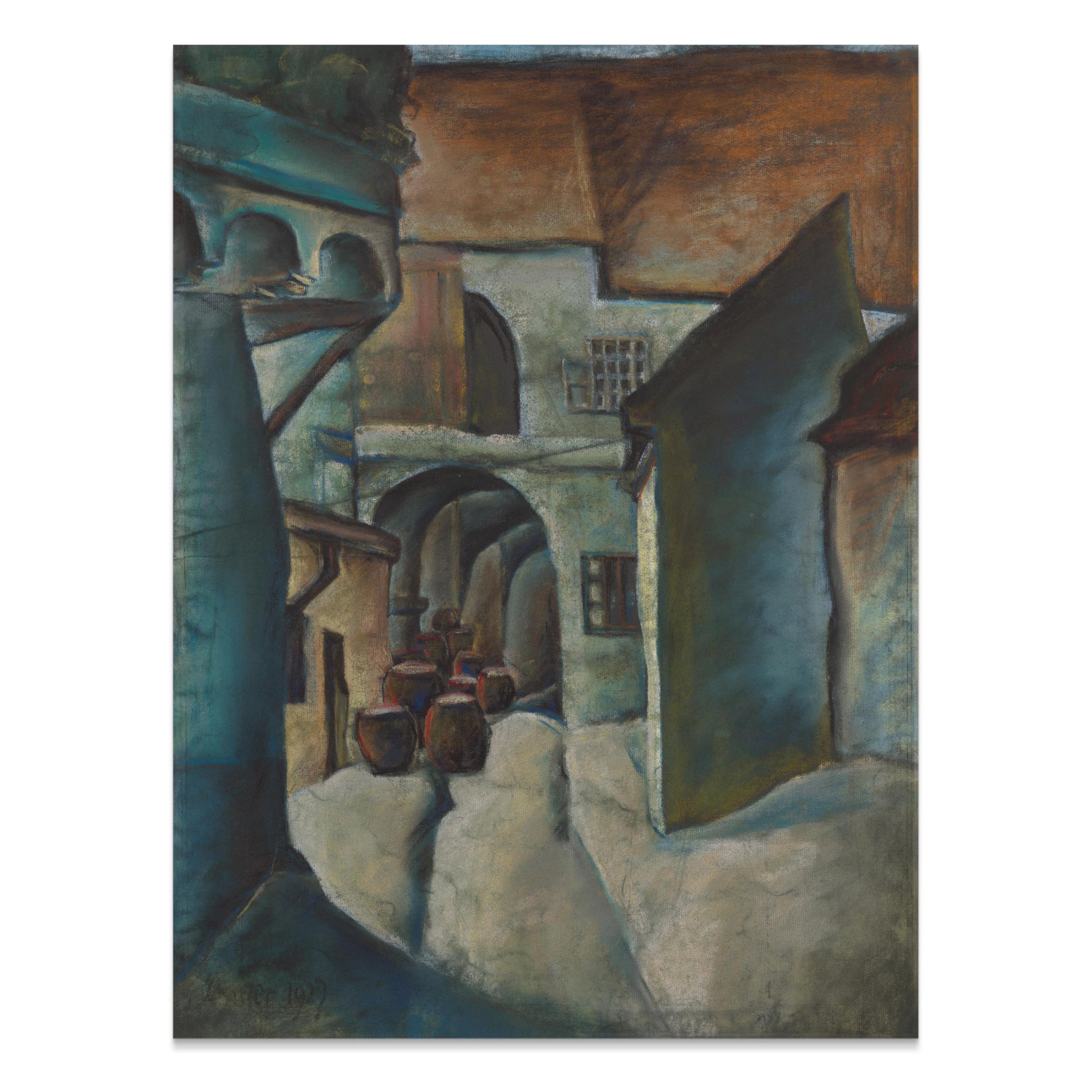 Premium Poster of Serene Mediterranean Village Scene Art Posters