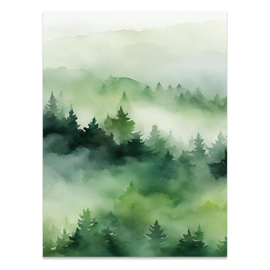 Premium Poster of Serene Misty Forest Greenery Landscape Posters