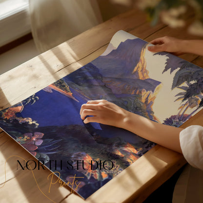 Premium Poster of Serene Mountain View with Lush Forest and Lake Posters