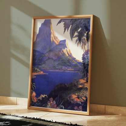Premium Poster of Serene Mountain View with Lush Forest and Lake Posters