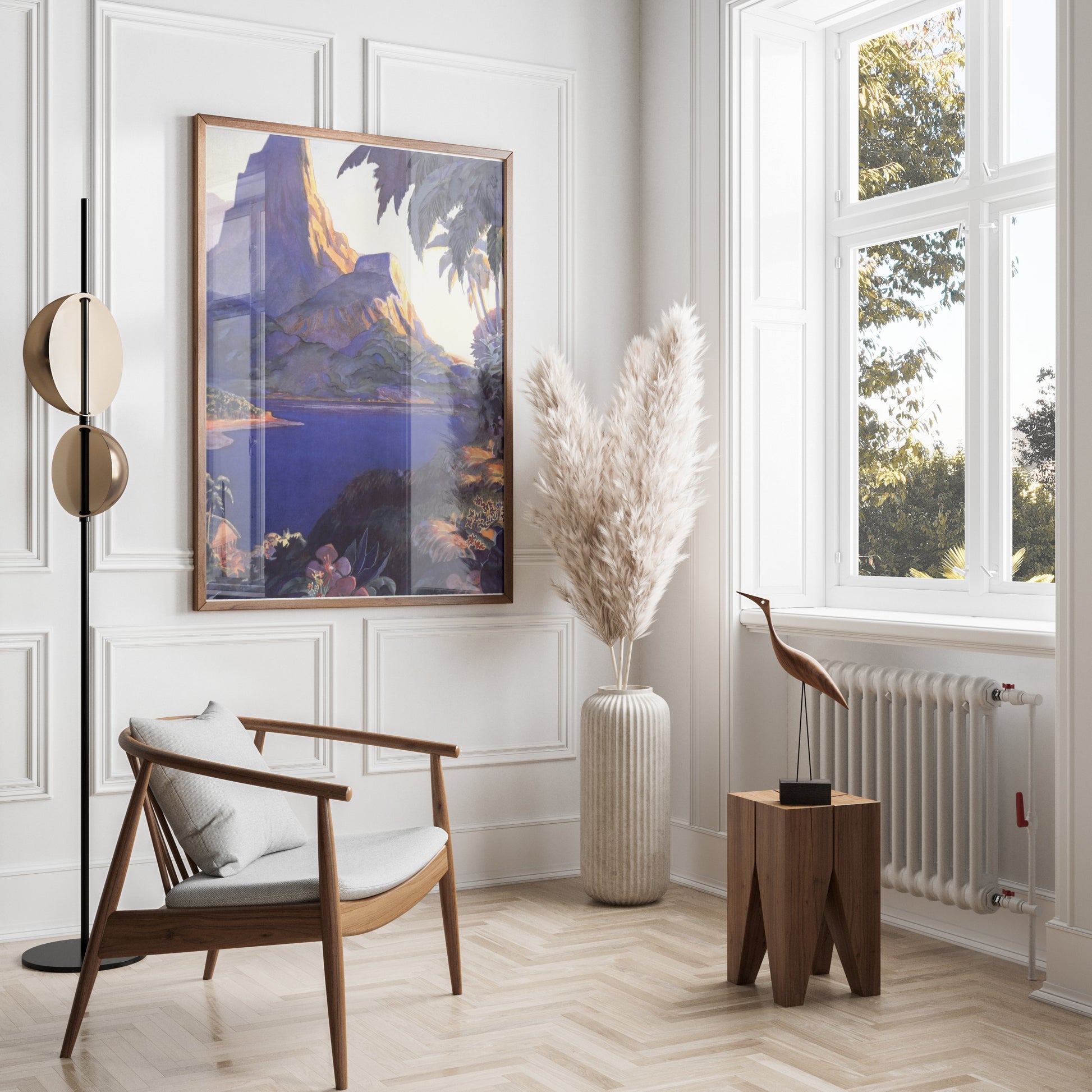 Premium Poster of Serene Mountain View with Lush Forest and Lake Posters