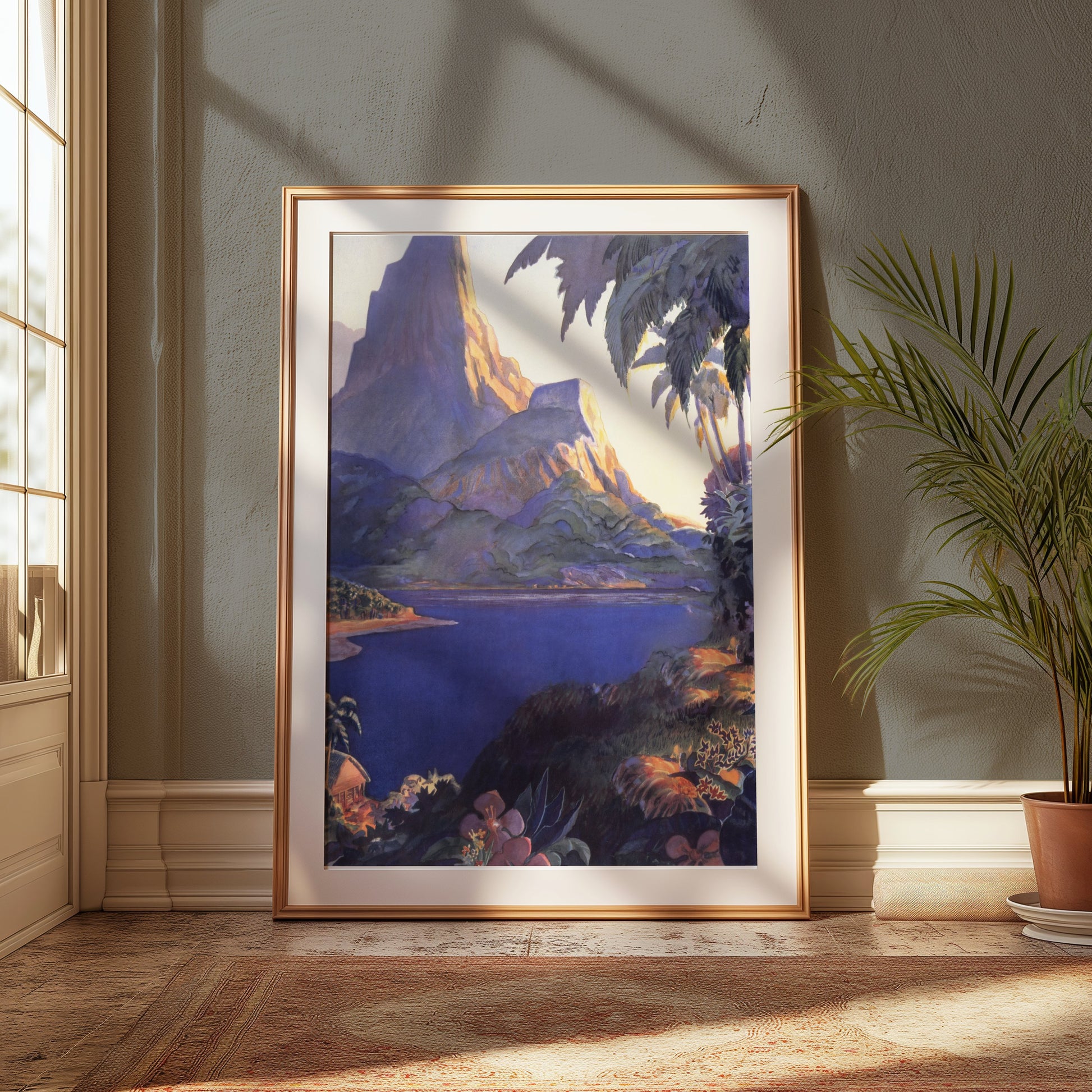 Premium Poster of Serene Mountain View with Lush Forest and Lake Posters