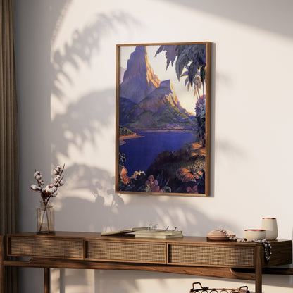 Premium Poster of Serene Mountain View with Lush Forest and Lake Posters