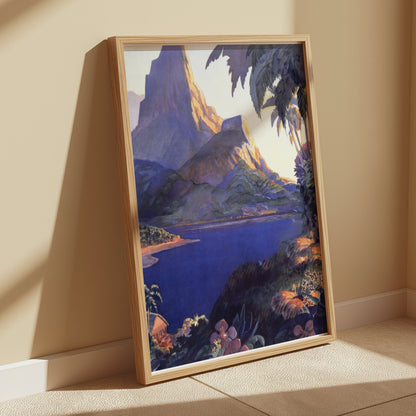 Premium Poster of Serene Mountain View with Lush Forest and Lake Posters