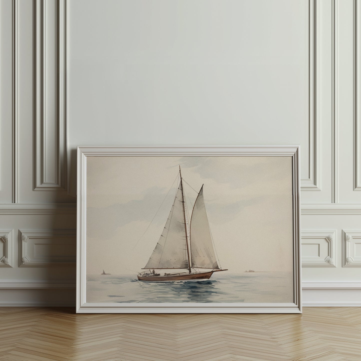 Premium Poster of Serene Nautical Sailboat on Calm Waters Art Print Posters
