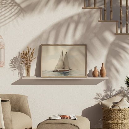 Premium Poster of Serene Nautical Sailboat on Calm Waters Art Print Posters