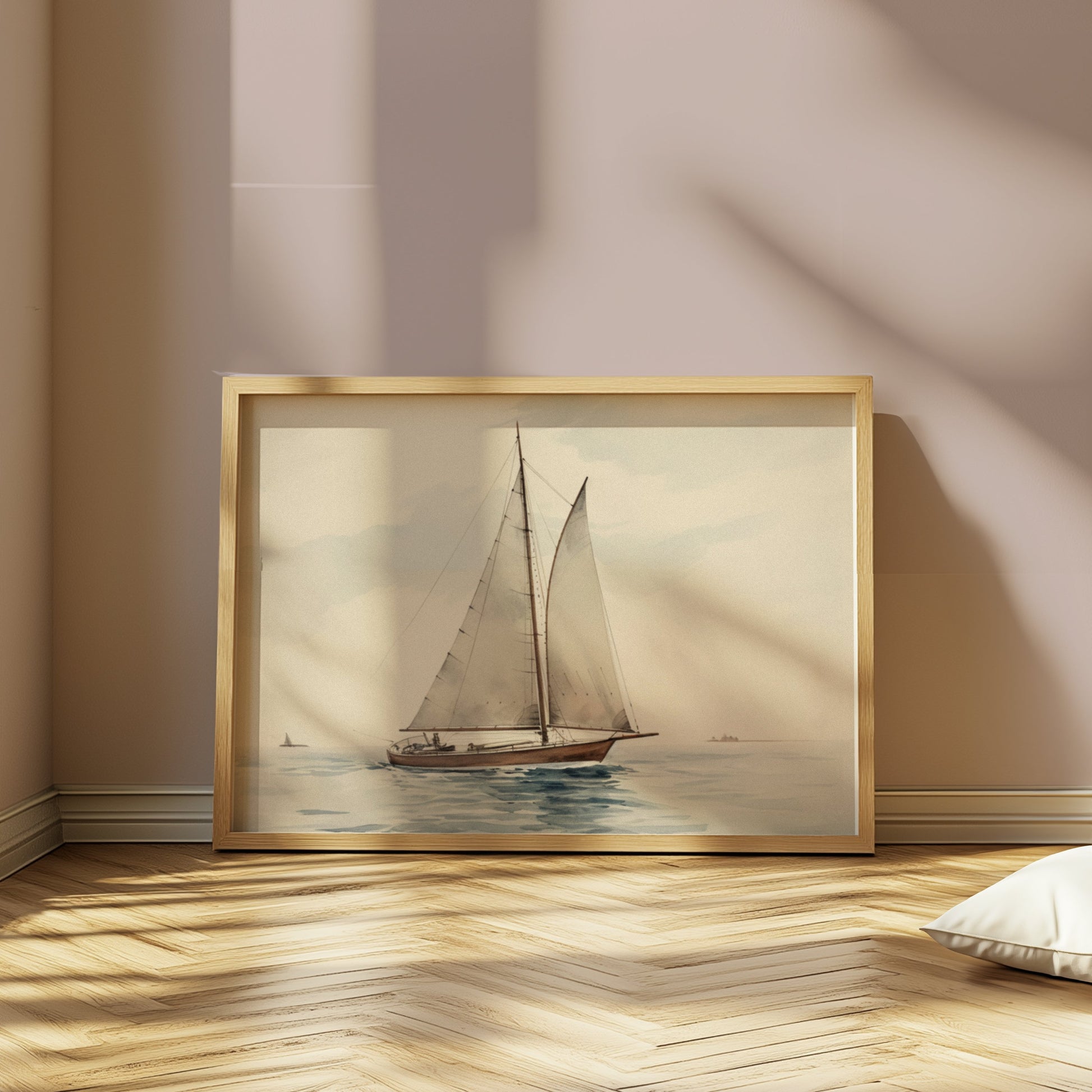 Premium Poster of Serene Nautical Sailboat on Calm Waters Art Print Posters