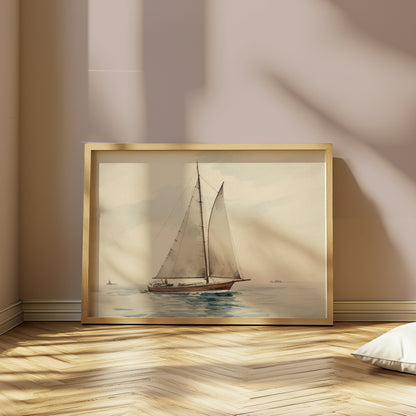 Premium Poster of Serene Nautical Sailboat on Calm Waters Art Print Posters