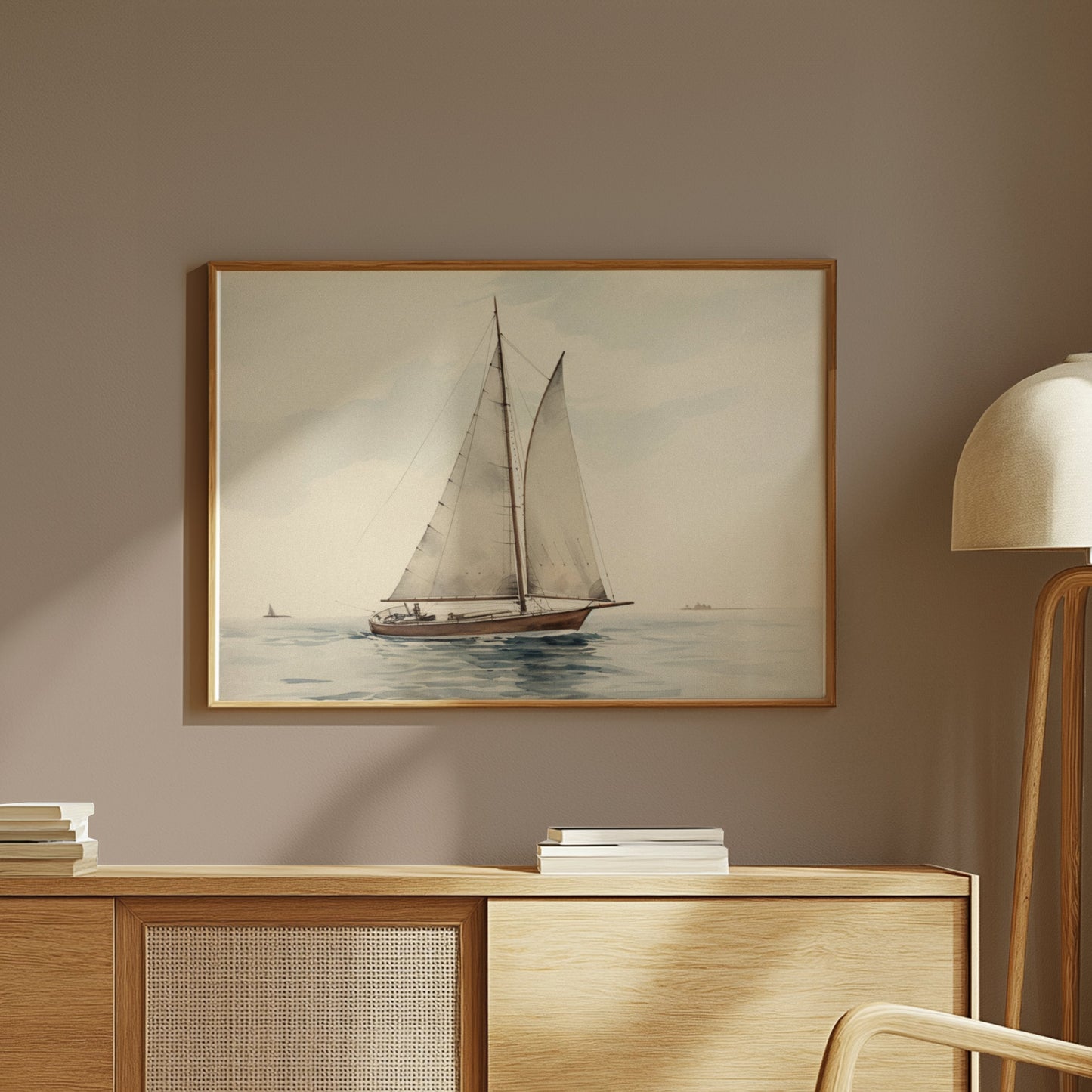 Premium Poster of Serene Nautical Sailboat on Calm Waters Art Print Posters