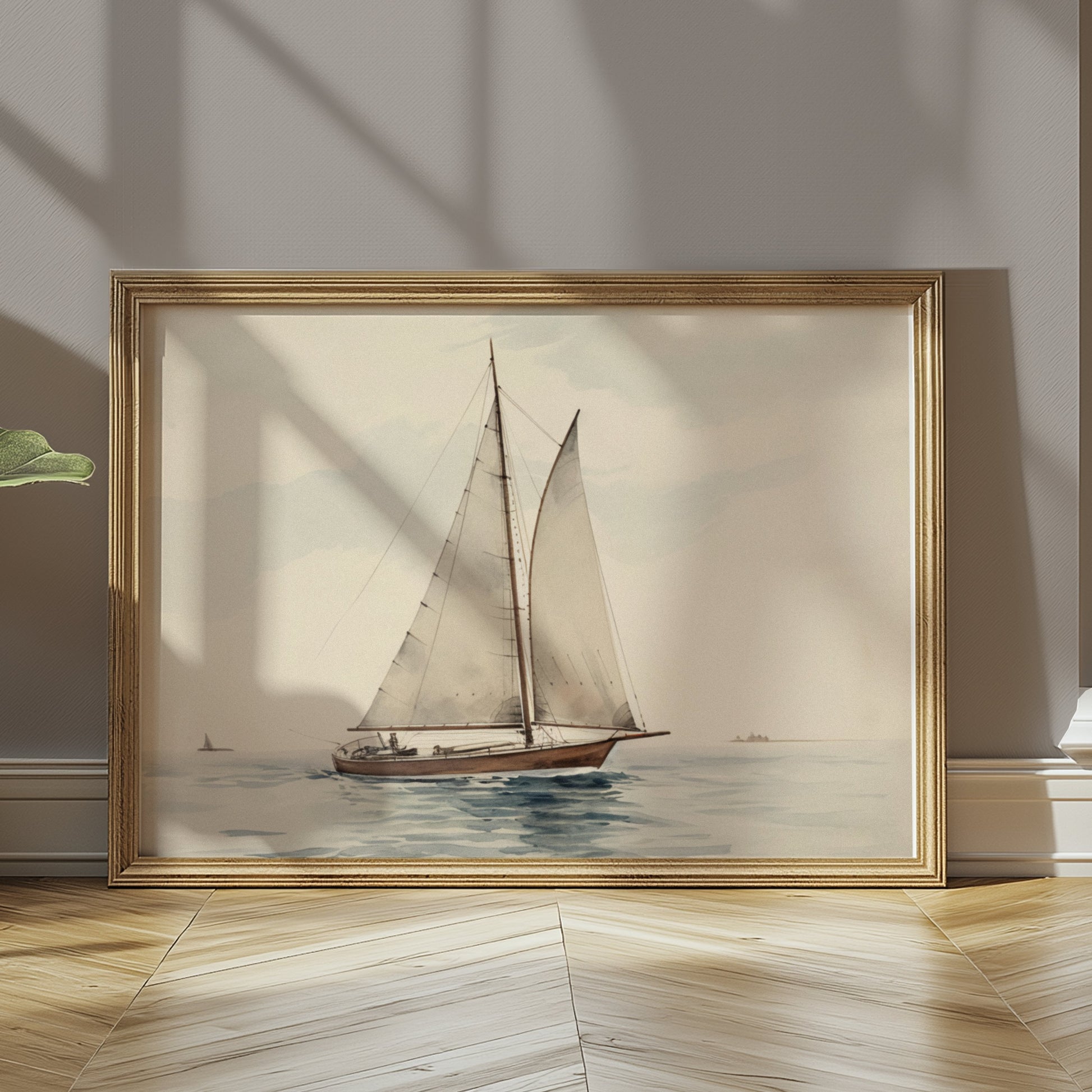 Premium Poster of Serene Nautical Sailboat on Calm Waters Art Print Posters