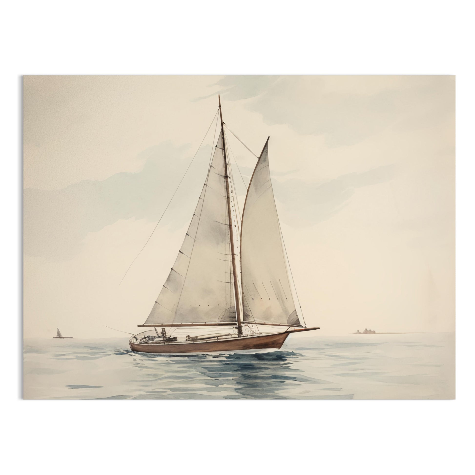 Premium Poster of Serene Nautical Sailboat on Calm Waters Art Print Posters