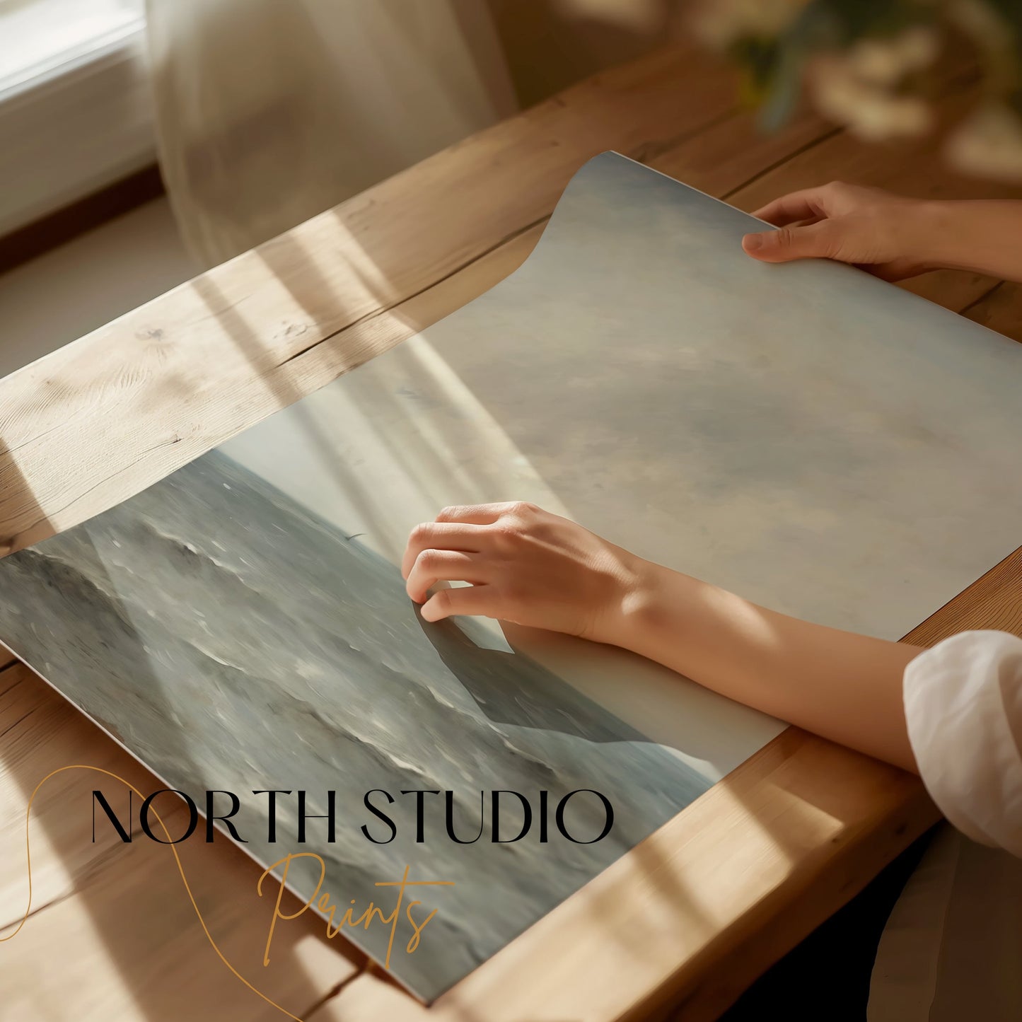 Premium Poster of Serene Ocean Horizon with Gentle Waves Art Posters