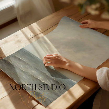 Premium Poster of Serene Ocean Horizon with Gentle Waves Art Posters