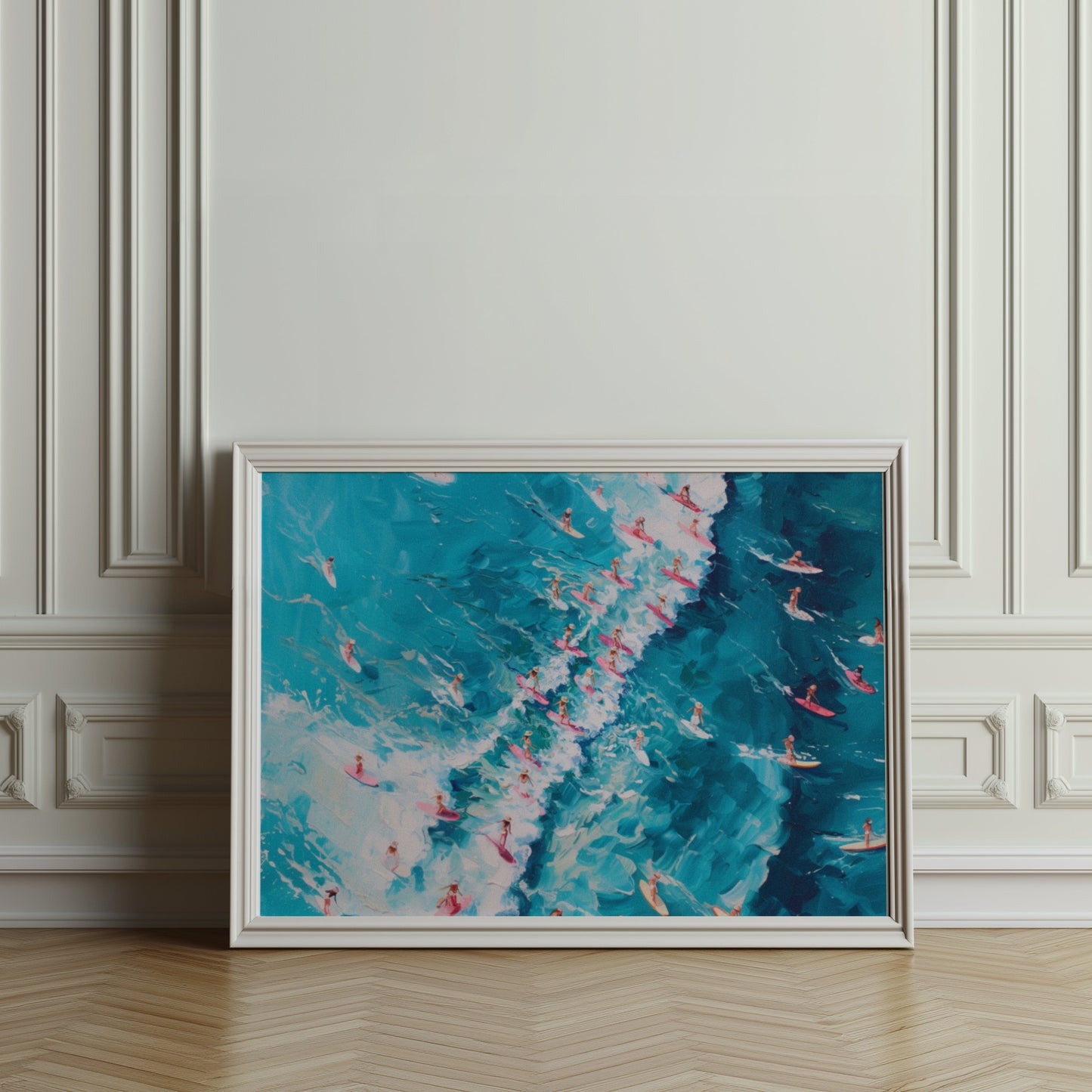 Premium Poster of Serene Ocean Surfing Scene Art Print for Wall Posters
