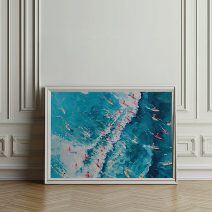 Premium Poster of Serene Ocean Surfing Scene Art Print for Wall Posters