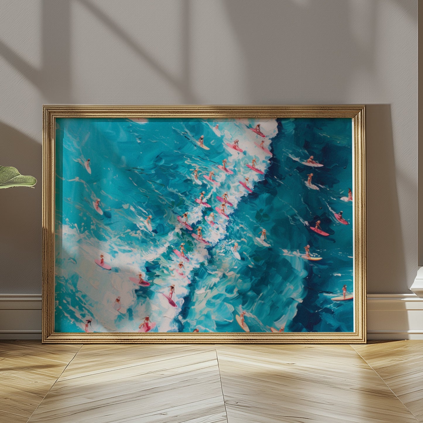 Premium Poster of Serene Ocean Surfing Scene Art Print for Wall Posters