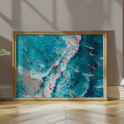 Premium Poster of Serene Ocean Surfing Scene Art Print for Wall Posters