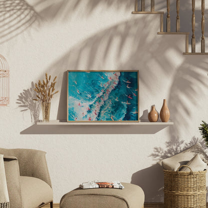 Premium Poster of Serene Ocean Surfing Scene Art Print for Wall Posters
