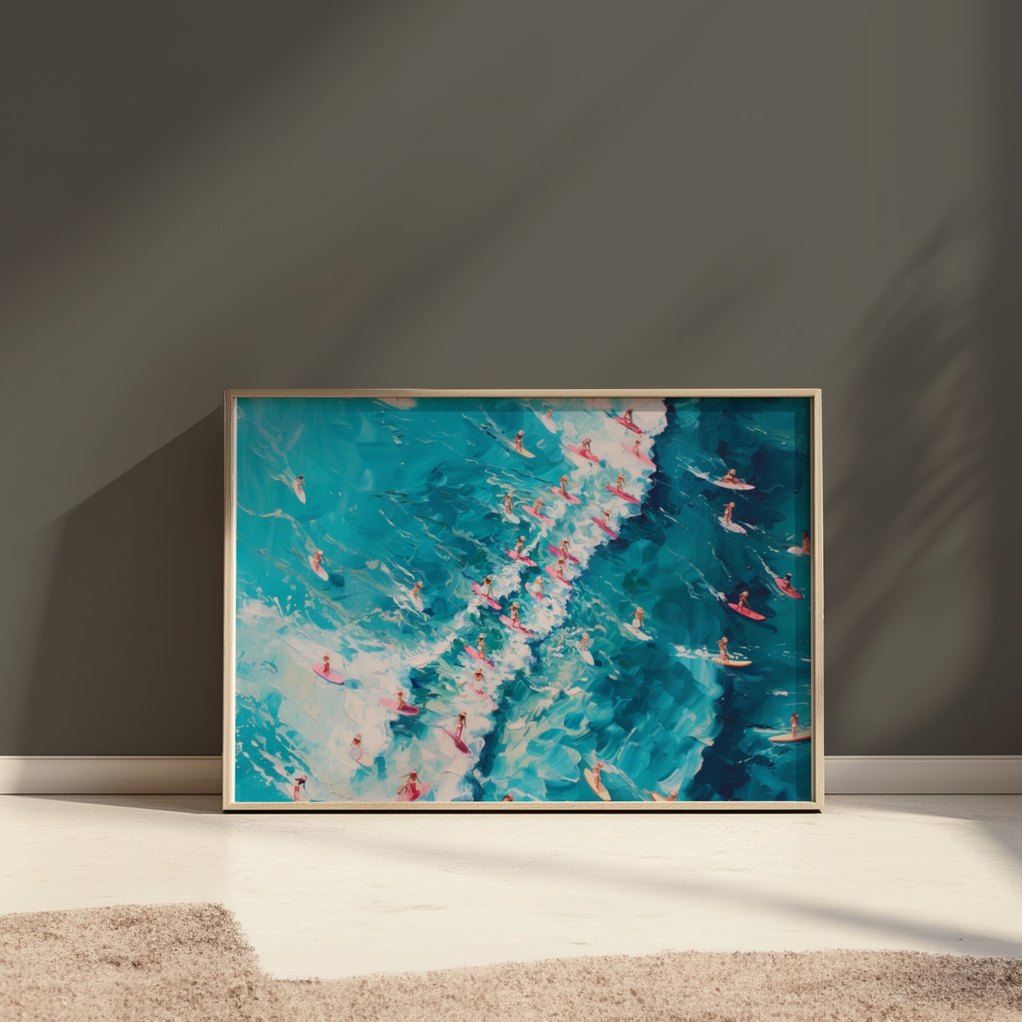 Premium Poster of Serene Ocean Surfing Scene Art Print for Wall Posters