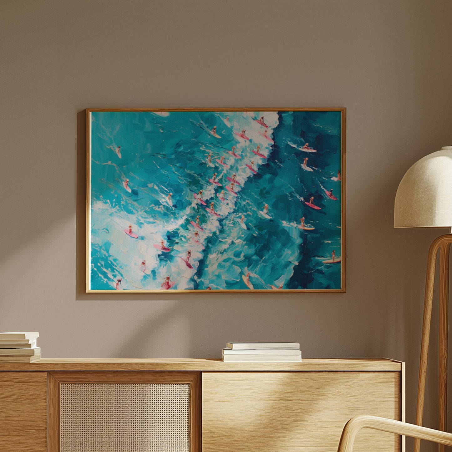 Premium Poster of Serene Ocean Surfing Scene Art Print for Wall Posters