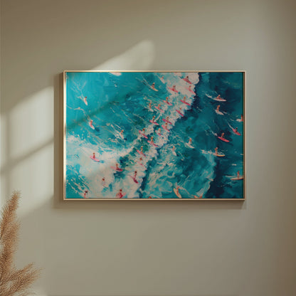 Premium Poster of Serene Ocean Surfing Scene Art Print for Wall Posters