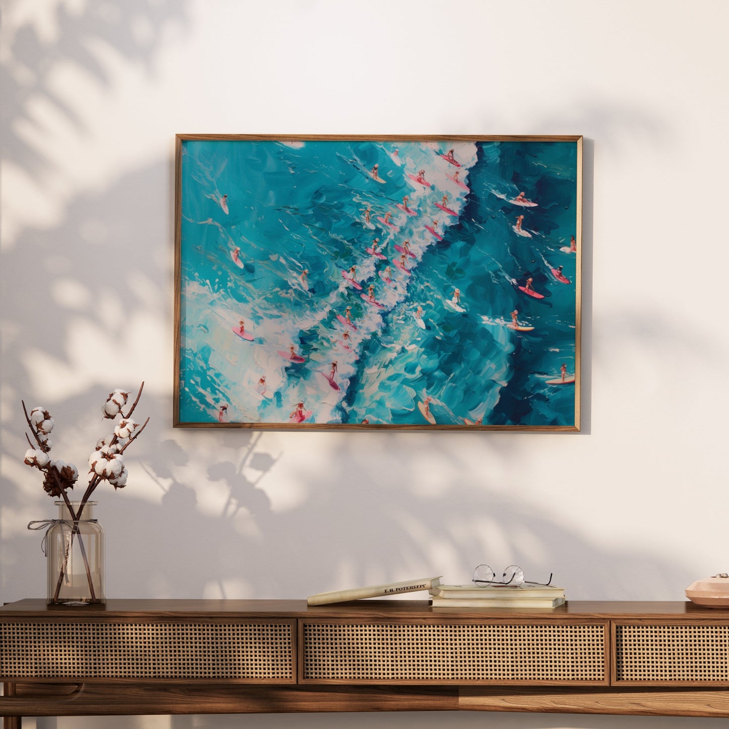 Premium Poster of Serene Ocean Surfing Scene Art Print for Wall Posters