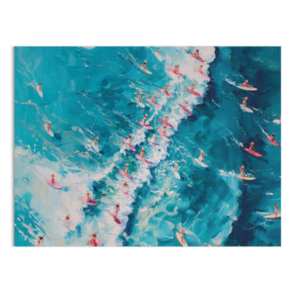 Premium Poster of Serene Ocean Surfing Scene Art Print for Wall Posters