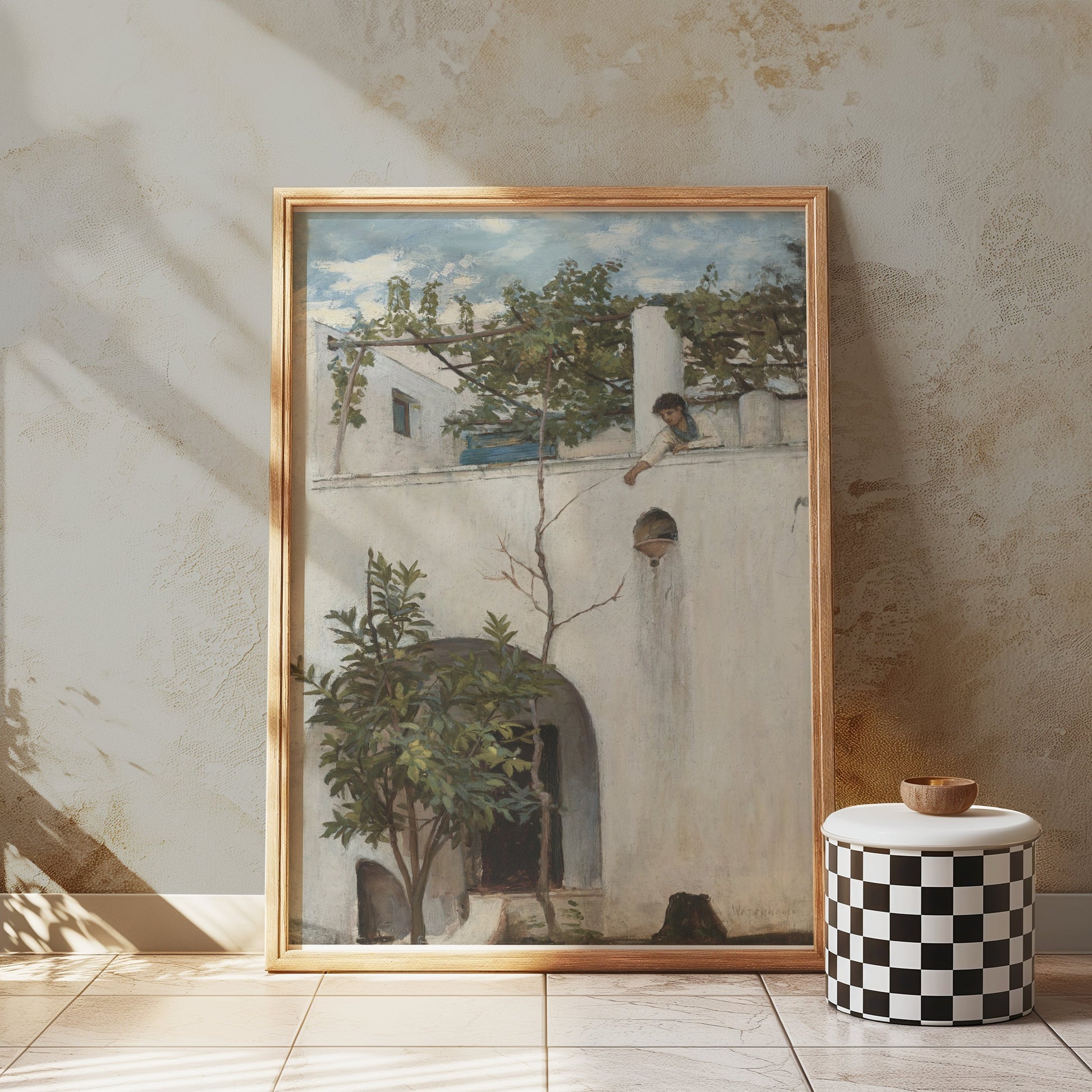 Premium Poster of Serene Old Architecture with Tree Posters