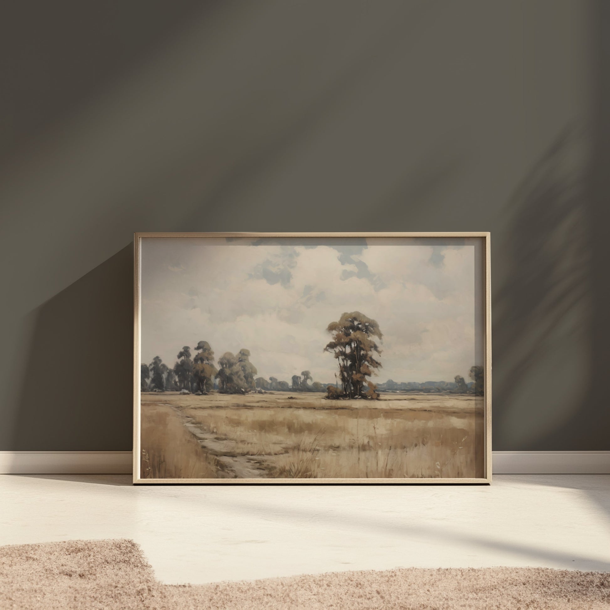 Premium Poster of Serene Open Fields and Cloudy Skies Art Posters