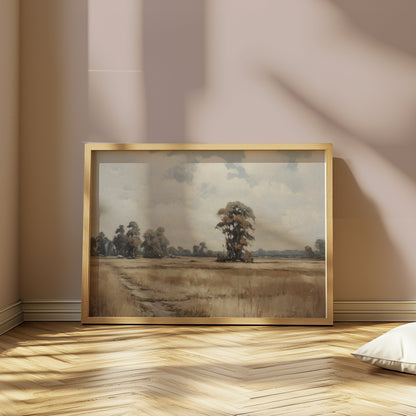 Premium Poster of Serene Open Fields and Cloudy Skies Art Posters