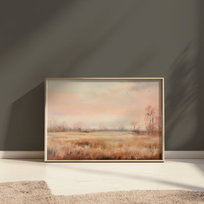 Premium Poster of Serene Pastel Landscape with Bare Trees Posters