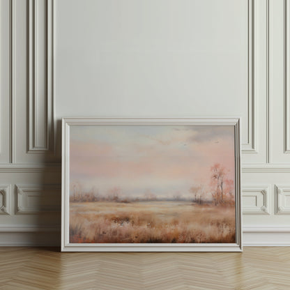 Premium Poster of Serene Pastel Landscape with Bare Trees Posters