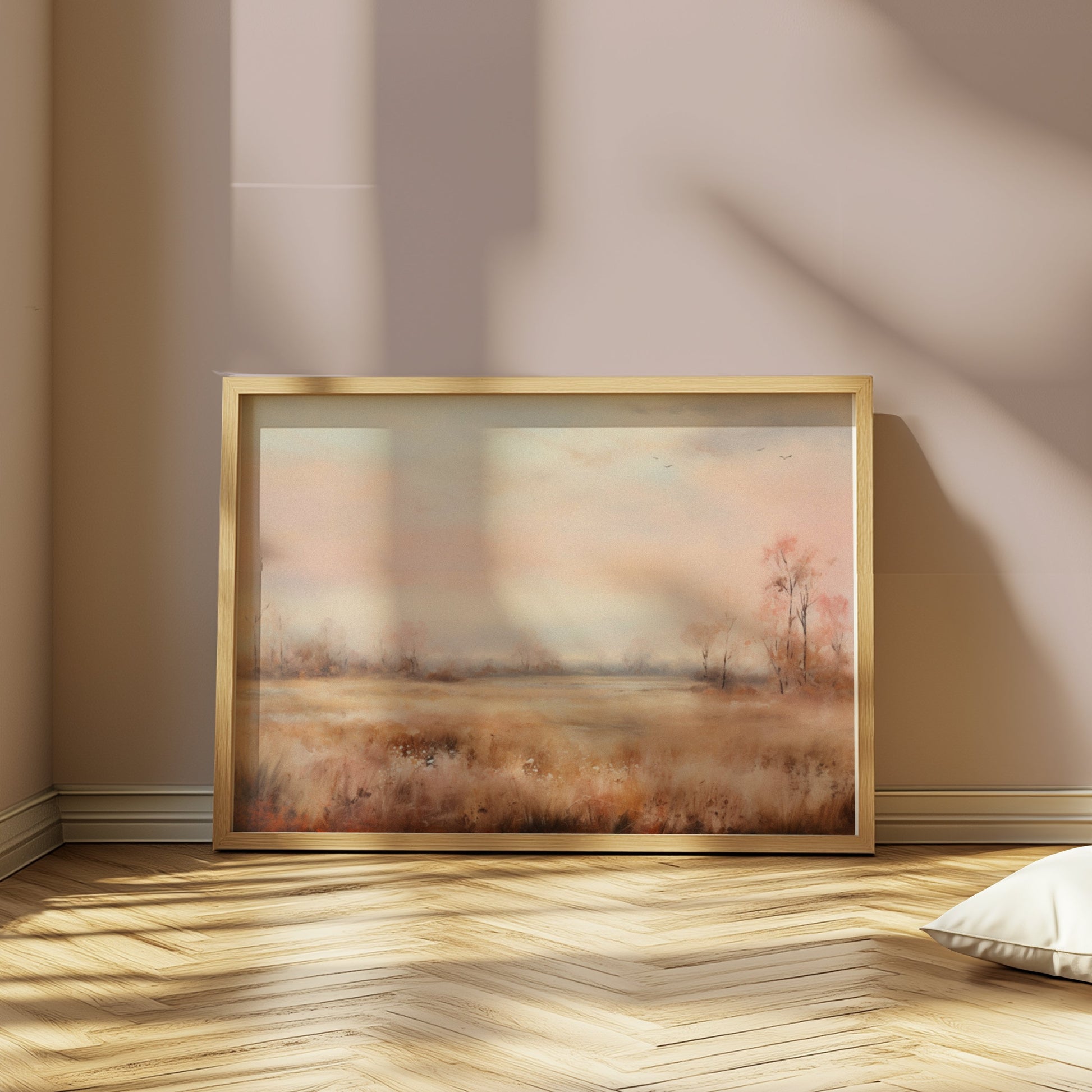 Premium Poster of Serene Pastel Landscape with Bare Trees Posters
