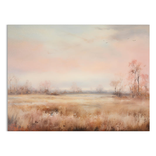 Premium Poster of Serene Pastel Landscape with Bare Trees Posters