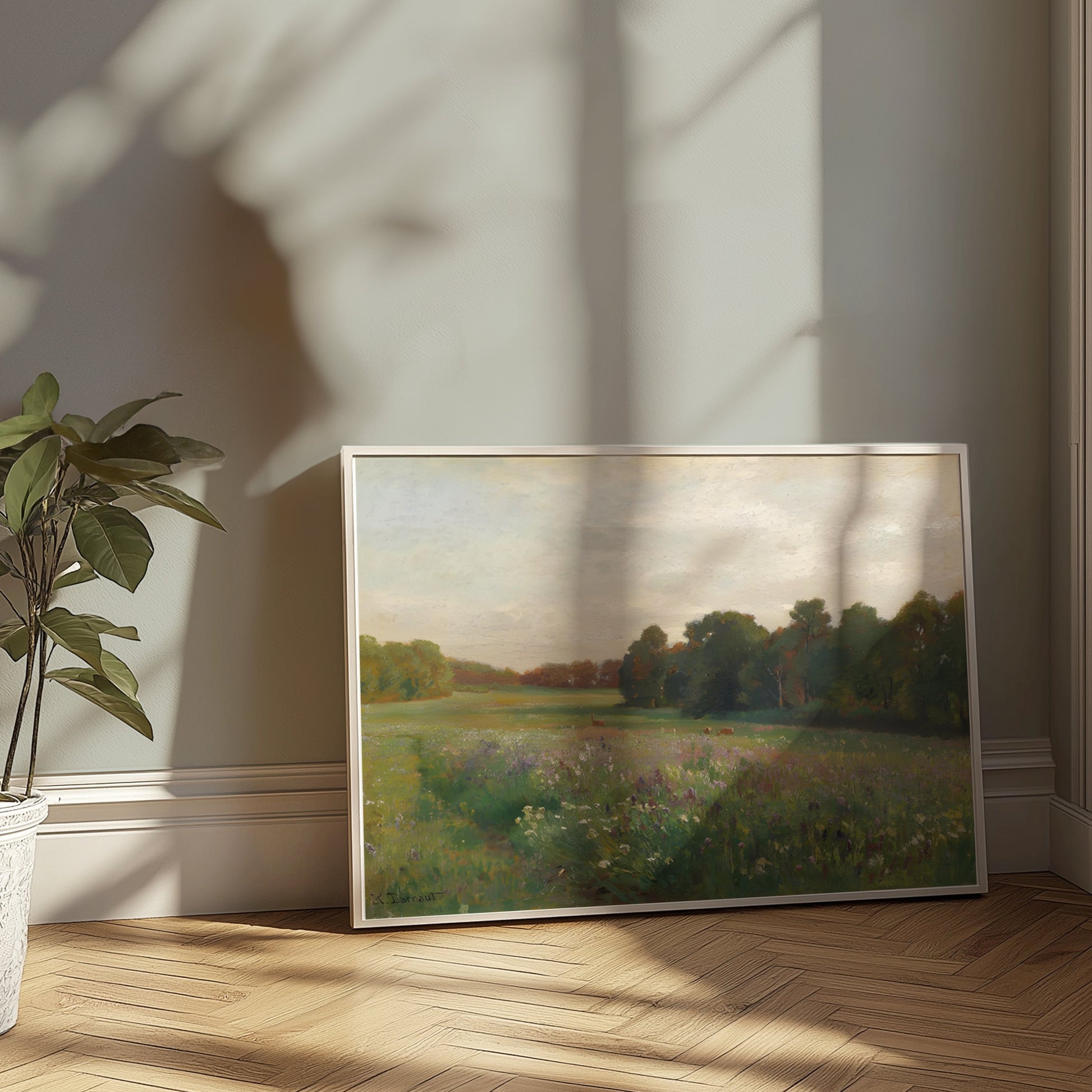 Premium Poster of Serene Pastoral Meadow With Wildflowers In Bloom Posters