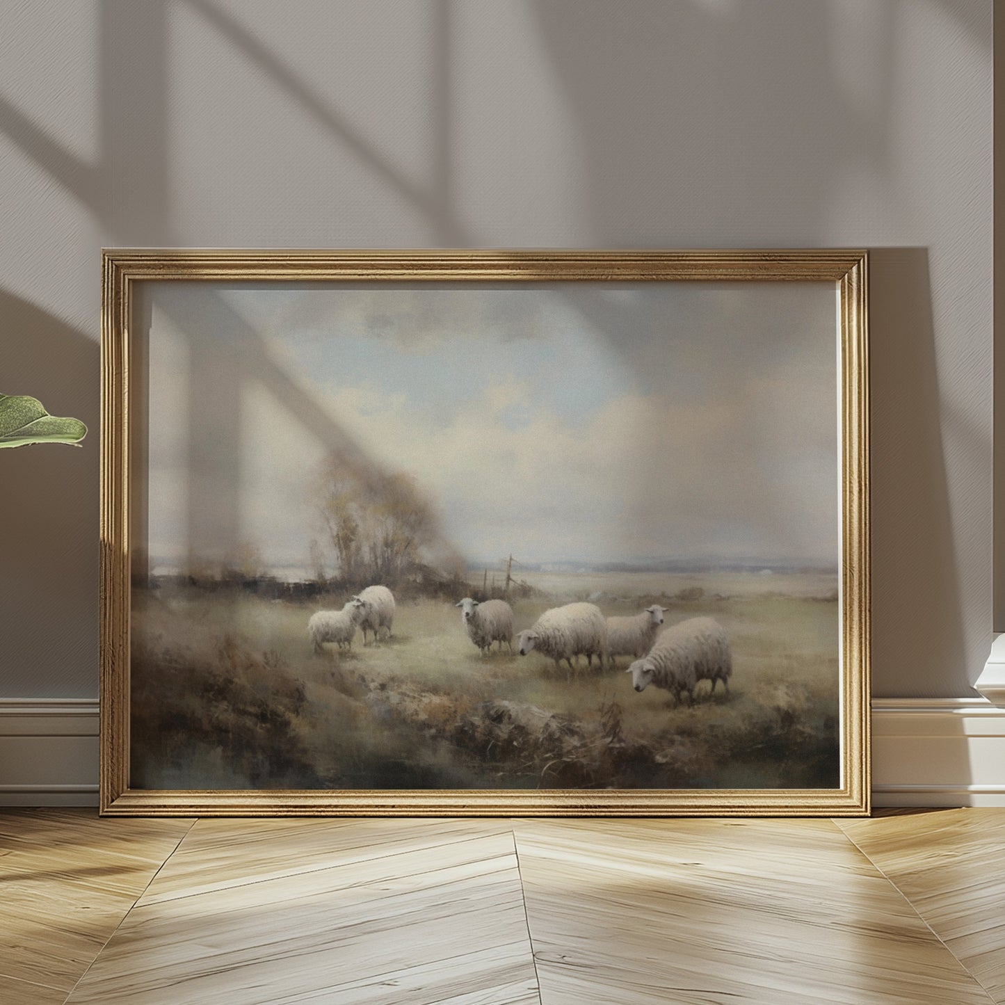 Premium Poster of Serene Pastoral Scene with Sheep Landscape Posters