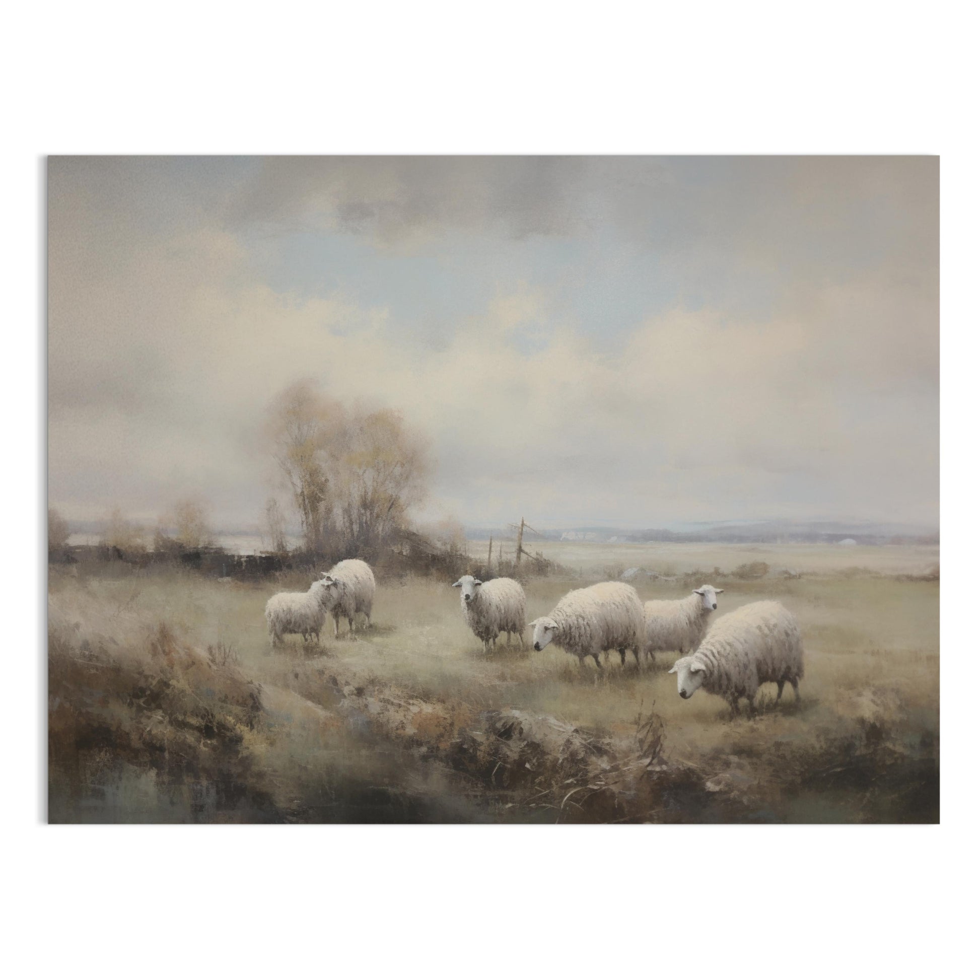 Premium Poster of Serene Pastoral Scene with Sheep Landscape Posters