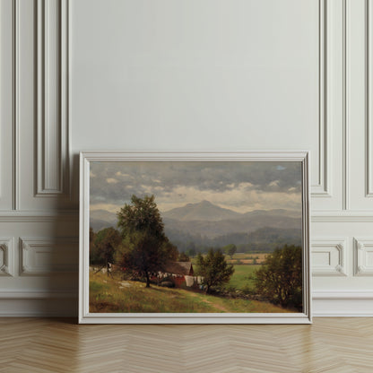 Premium Poster of Serene Rural Landscape with Mountains View Posters