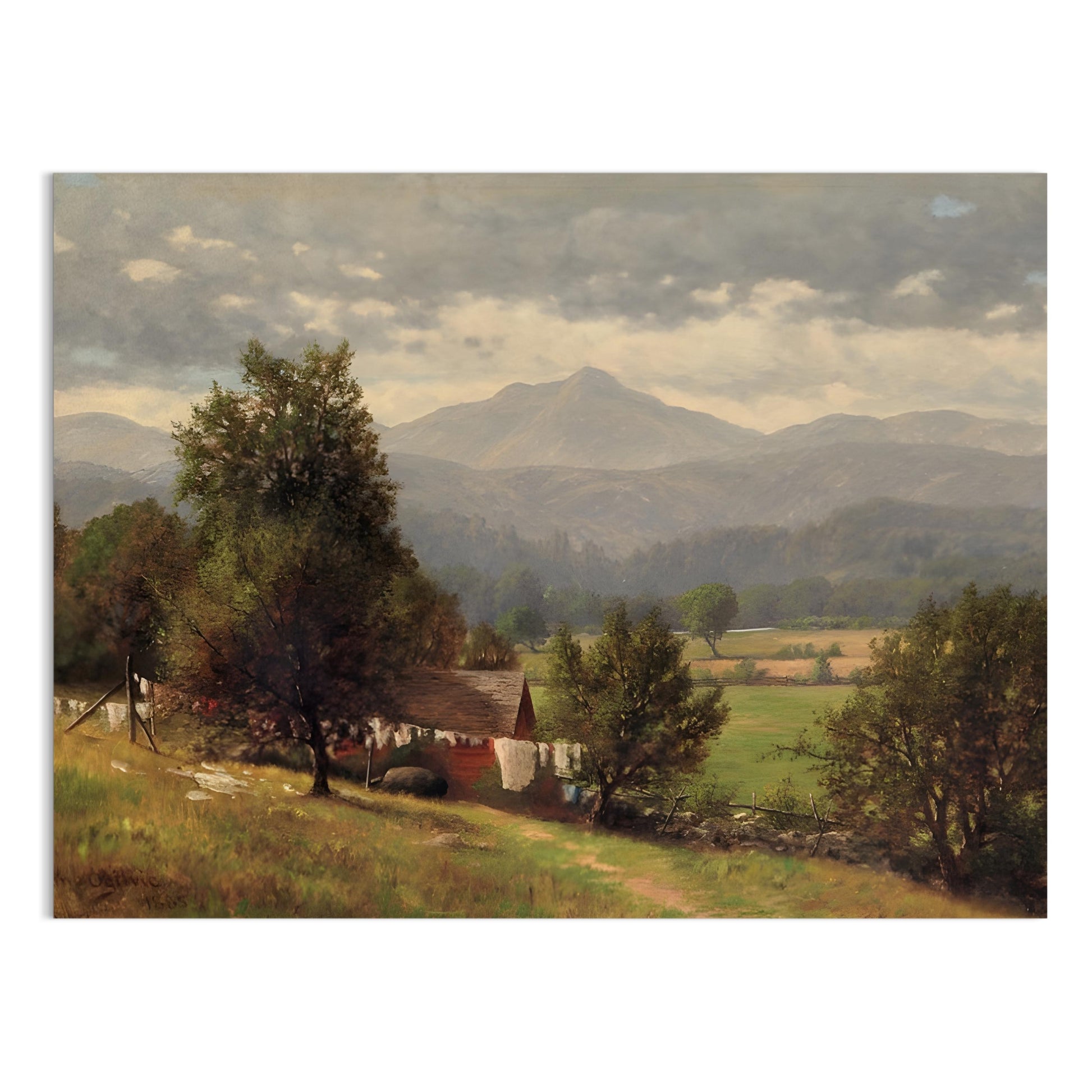 Premium Poster of Serene Rural Landscape with Mountains View Posters