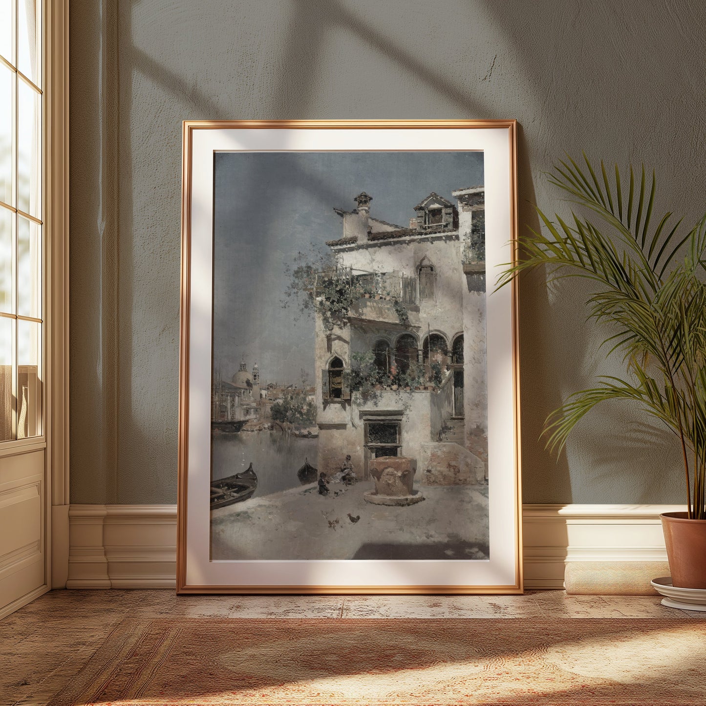 Premium Poster of Serene Venetian Canal Scene Architectural Painting Posters