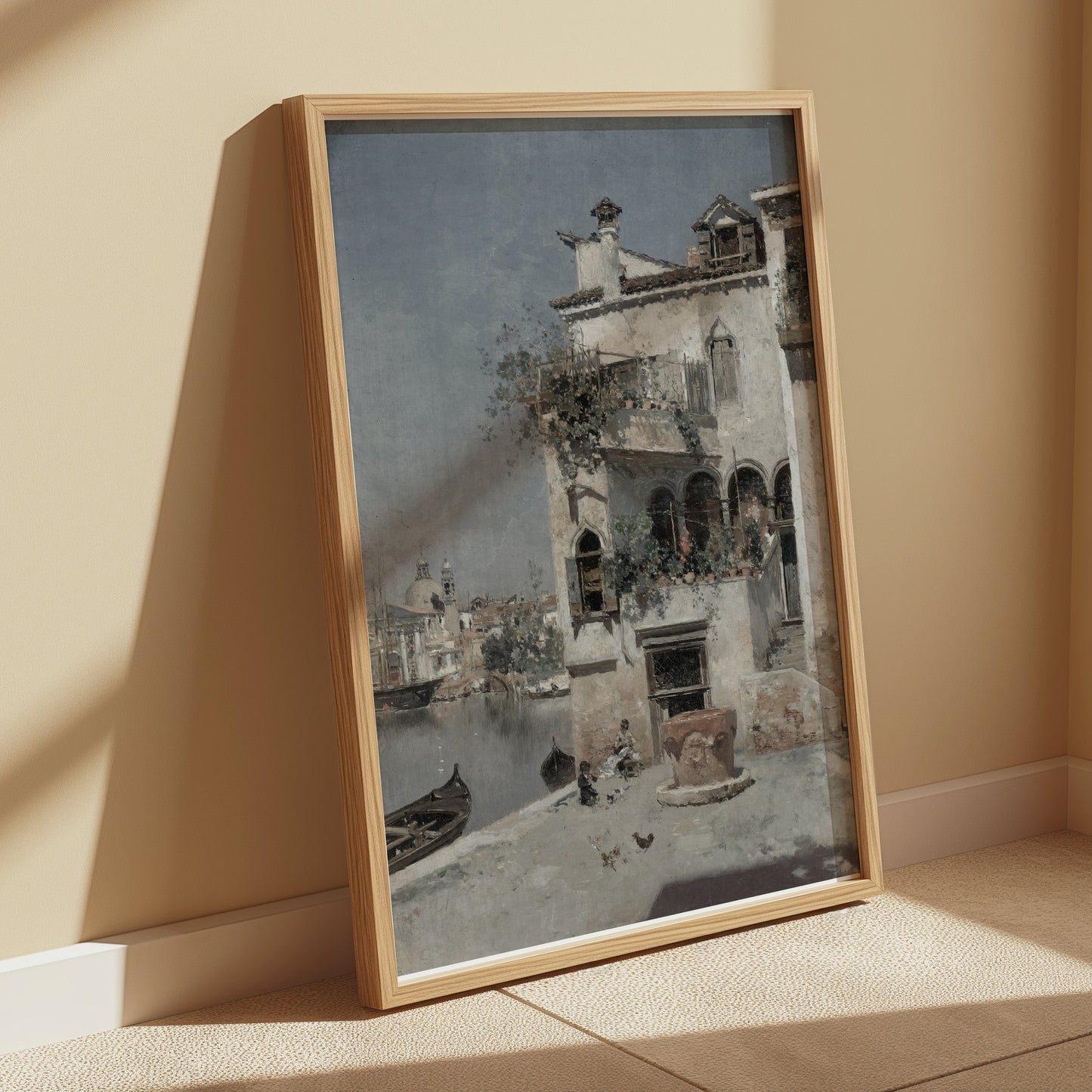 Premium Poster of Serene Venetian Canal Scene Architectural Painting Posters