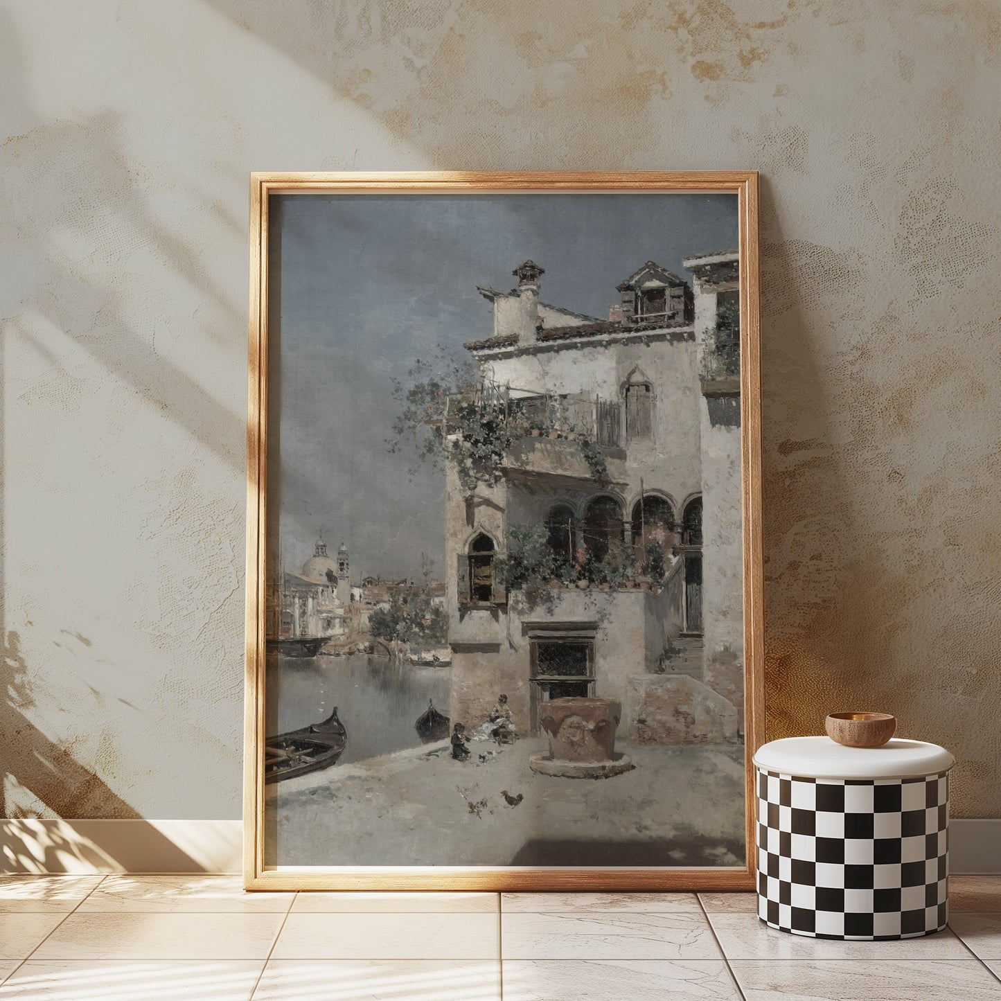 Premium Poster of Serene Venetian Canal Scene Architectural Painting Posters