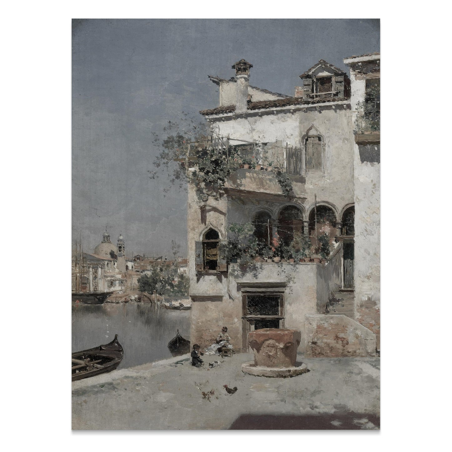 Premium Poster of Serene Venetian Canal Scene Architectural Painting Posters