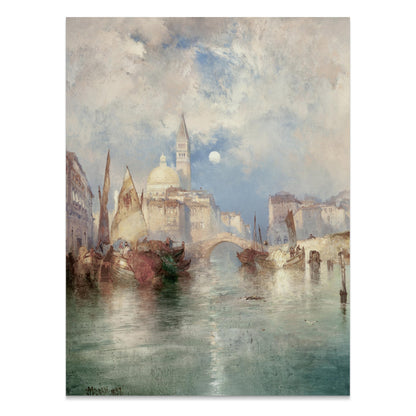 Premium Poster of Serene Watercolor Cityscape with Boats Posters