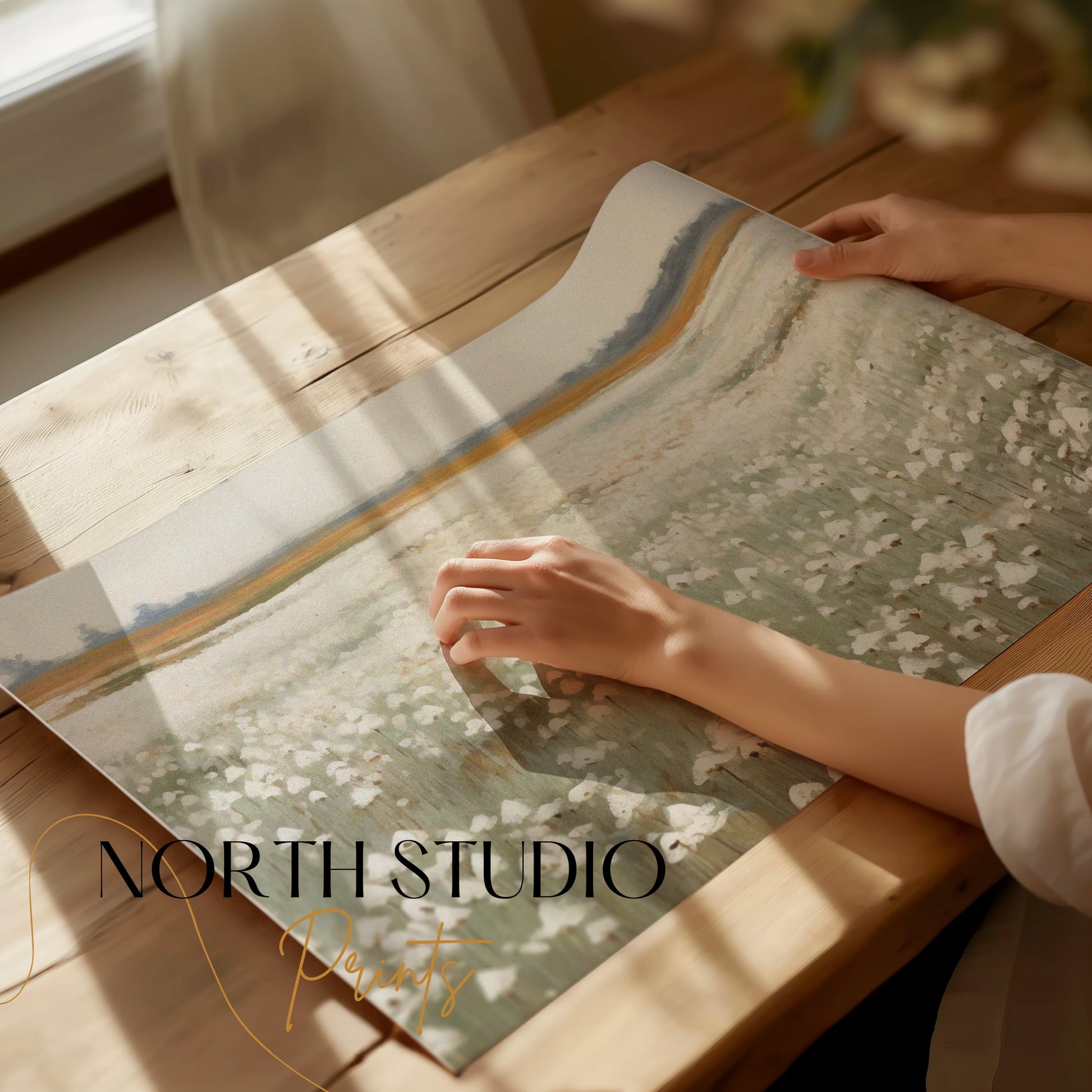 Premium Poster of Serene White Cotton Field Landscape Art Posters